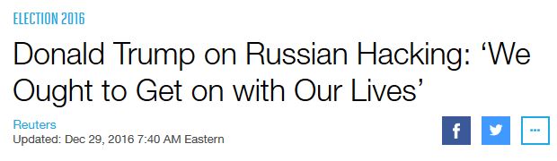 Donald Trump on Russian Hacking: ‘We Ought to Get on with Our Lives’